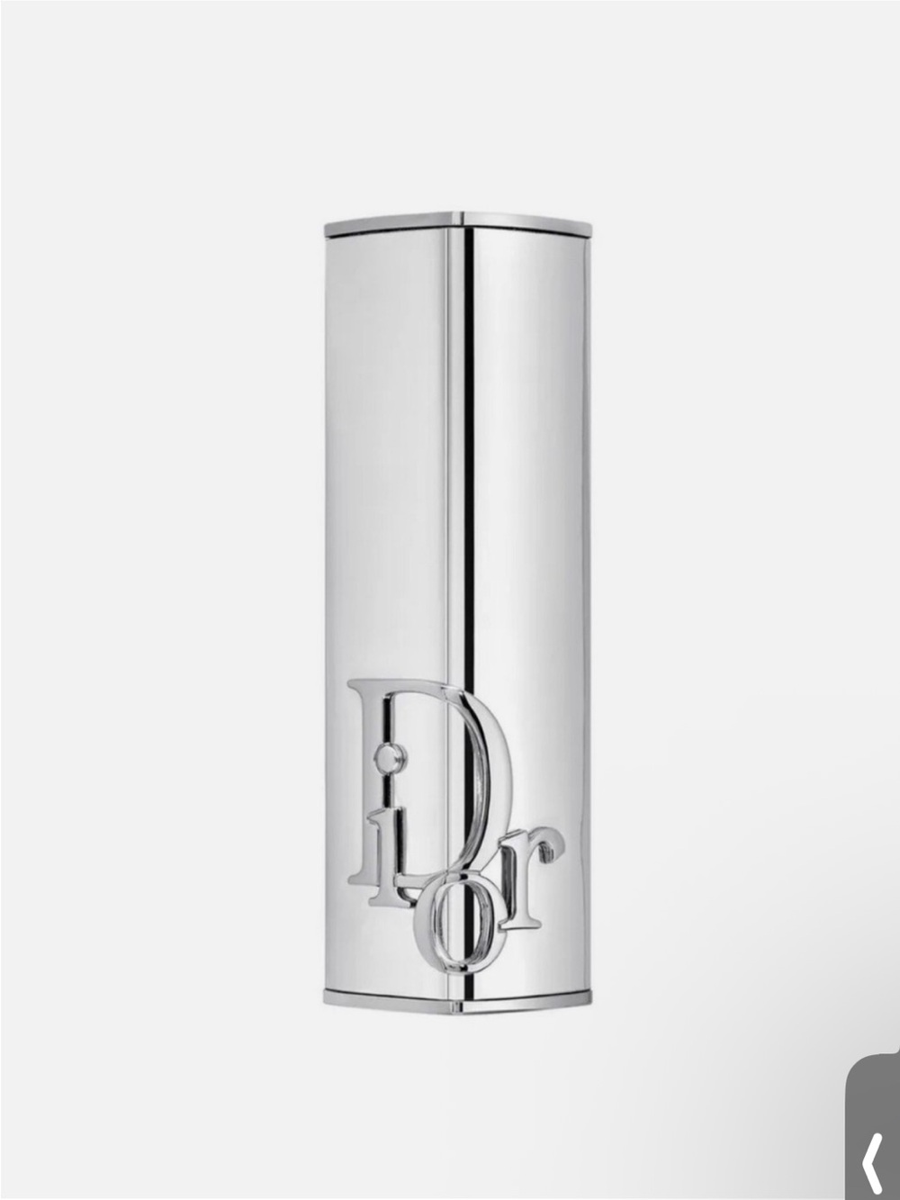 Dior Silver Mirror-Finish Lipstick Case with Embossed Logo